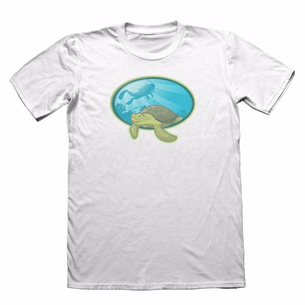 

natural cotton printed man fashion round collar t shirt scuba dive turtle t-shirt - men's holiday travel men clothing