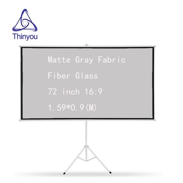 

projection screens thinyou tripod projector screen 72 inch 16:9 matte gray fabric fiber glass pull up bracket for hd with stand