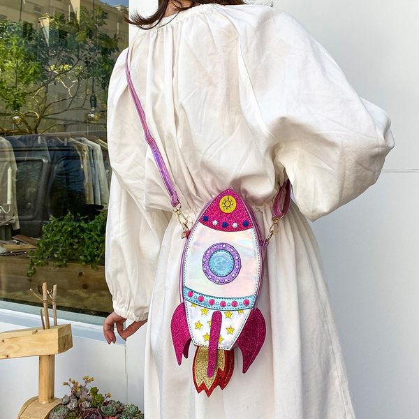 

new fashion design women rocket shaped bag cute funny women evening bag clutch purse shoulder for birthday gift