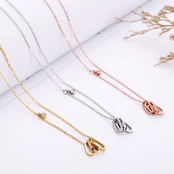 

cshou50 titanium steel rose gold necklace women's clavicle chain pendant jewelry, Silver