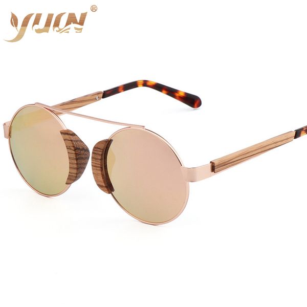 

sunglasses zebra wood frame vintage round men women polarized colorful eyewear for female oculos feminino, White;black