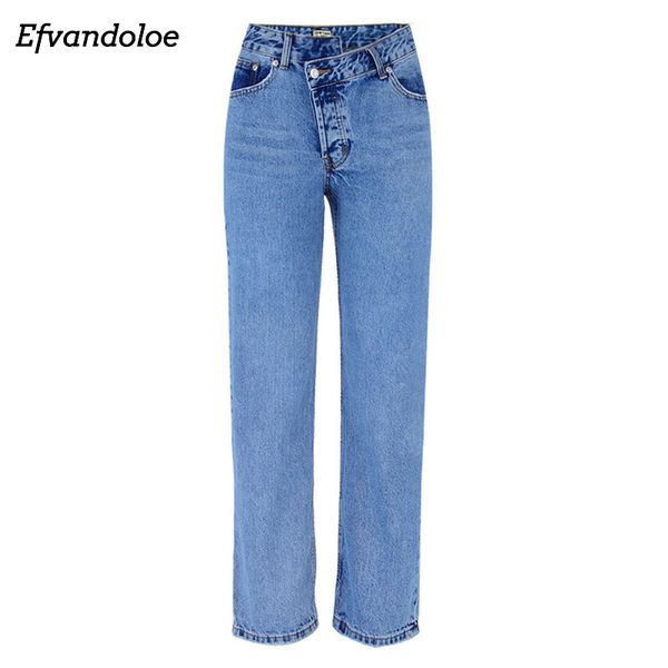 

women blue jeans pants loose high waist jean 2020 irregular waist denim cotton jeans streetwear