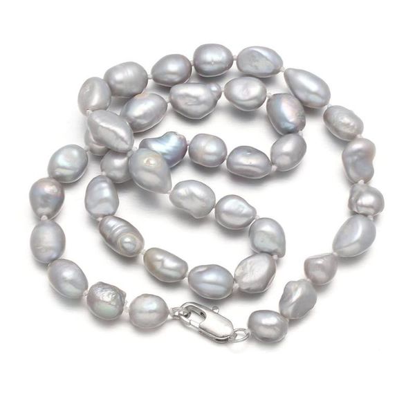 

chains 2021 8-9mm irregular rice pearl gifts necklace-length 45cm, Silver