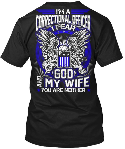 

men t shirt corrections officer gift fear god n wife women tshirt