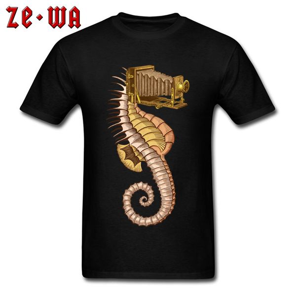 

новизна мужчины tshirt чудаковатый футболка гиппокамп камеры печать с коротким рукавом футболки 2018 new vintage clothing хлопок black tops