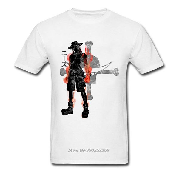 

one piece тенниска мужская футболка огонь fist ace футболка аниме печати mans одежда серый топ хлопок тис череп лето harajuku