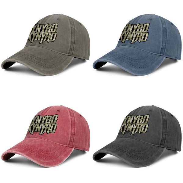 

lynyrd skynyrd rock band camouflage fashion denim baseball cap cool washed dad hat adjustable vintage ball music, Blue;gray