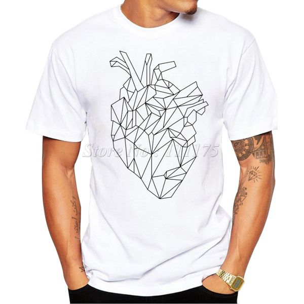 

2019 men's summer hipster polygonal heart design t shirt popular customized printed fashion tees