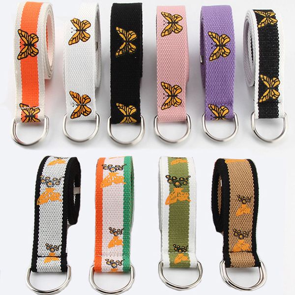

fashion butterfly pattern women belts long canvas casual belt punk waist strap jeans trouser black female waistband harajuku, Black;brown