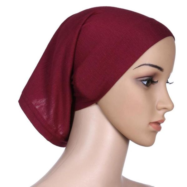 

scarves 1 pc elastic cotton turban hat solid color women warm winter headscarf bonnet inner hijabs cap muslim hijab femme wrap head, Blue;gray