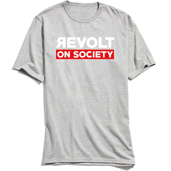 

cotton fabric men t shirt letter street style tshirt male short sleeve revolt on society t-shirt grey tees 2018 discount