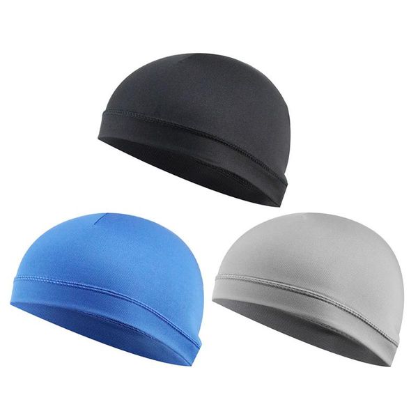 

cycling caps & masks beanie hat stretchable yoga sun protection sport windproof outdoor solid headwear soft helmet liner cap sweat wicking, Black