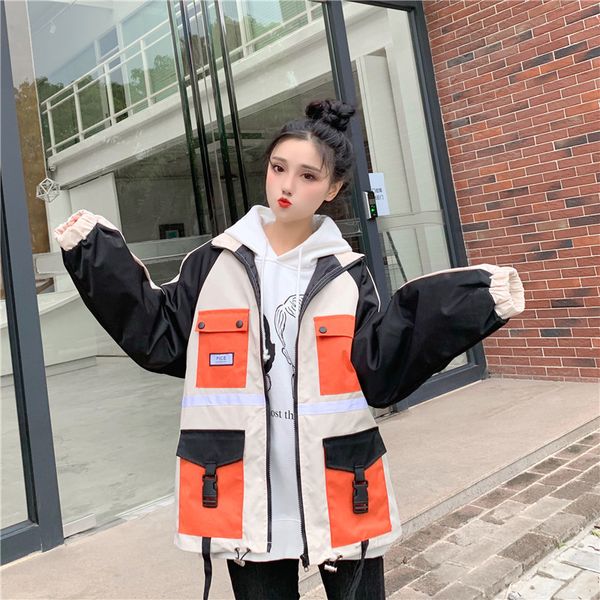 

women's jackets women jacket 2021 tooling baseball harajuku coat long sleeve casual hiphop female fashion streetwear chaquetas mujer, Black;brown