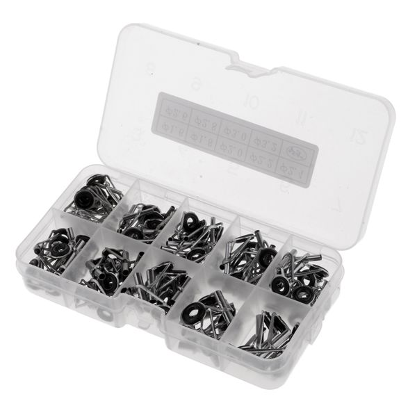 

90pcs rod repair kit mixed size fishing rod guide line ring for building box