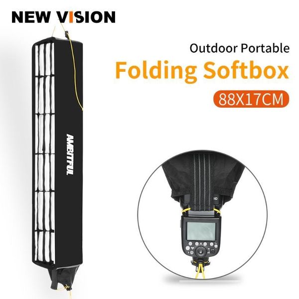 

ambitful 88*17*17cm collapsible inner silver softbox honeycomb grid flash strip diffuser with storage bag for speedlite flash