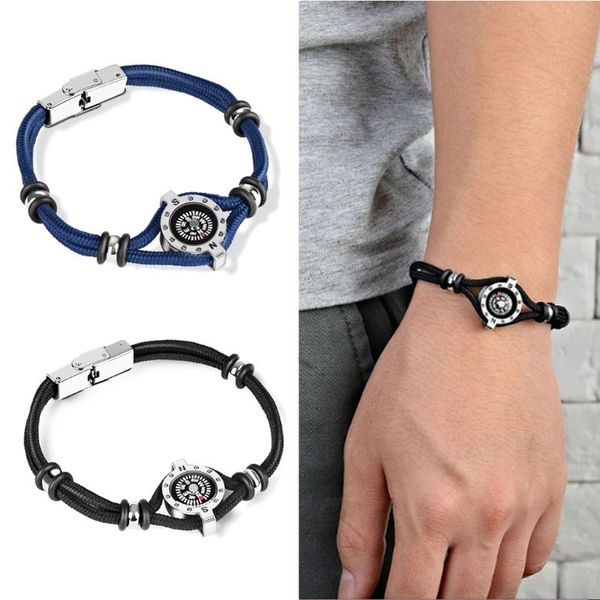 

outdoor enthusiast emergency compass paracord bracelet for outdoor camper hiker e15e, Golden;silver