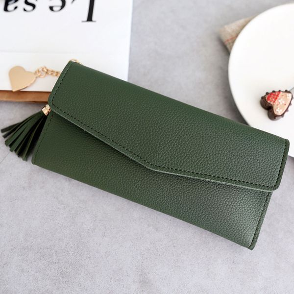 

fashion womens wallets simple tassel purses black white gray long section clutch wallet soft pu leather money bag carteras, Red;black