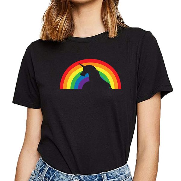 

t shirt women unicorn rainbow vogue vintage short female tshirt