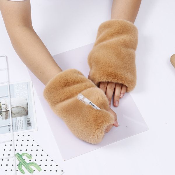 

five fingers gloves 5/800 fashion women winter mittens hand-protection imitation fur half-finger computer, Blue;gray