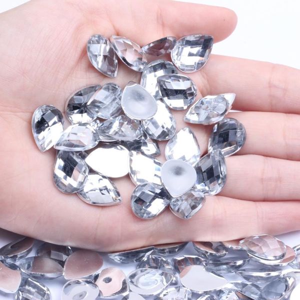 

nail art decorations crystal 6x10mm/12x16mm acrylic beads tear shape earth facets flat back glue on nails rhinestones diy, Silver;gold