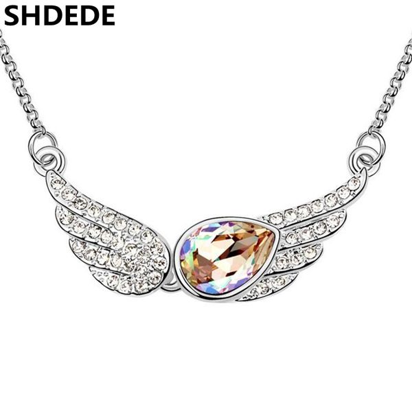 

shdede crystal from austrian womens fashion jewelry necklaces pendants classic choker short chain -13309, Silver