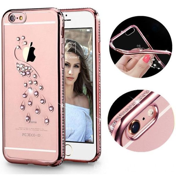 

luxury bling soft tpu case for apple iphone 5s se gold silicon back cover celular for iphone 5 swan peacock pattern case for 5se