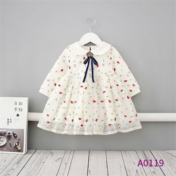

children's clothing 2020 spring new model girls dress small floral children's spring and autumn long-sleeve dress girls clothes 09, Red;yellow