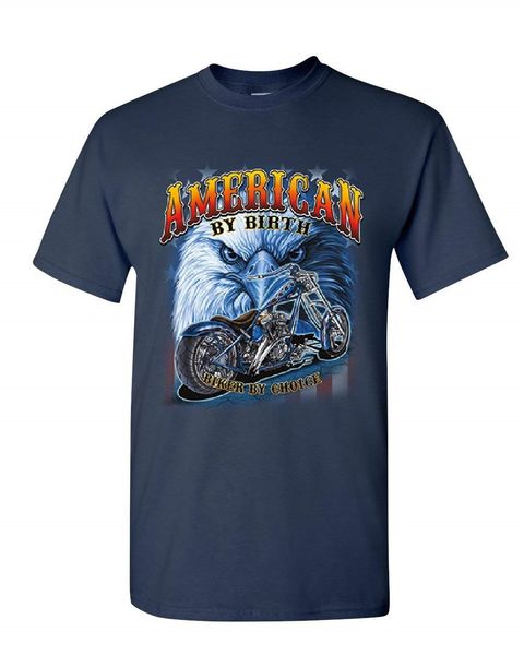 

american by birth biker by choice t-shirt route 66 bald eagle mens tee shirt