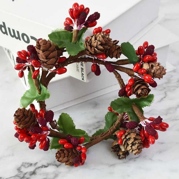 

1pcs small artificial flowers garland for christmas home decor diy floral new year christmas berries stamen wreath hanging decor