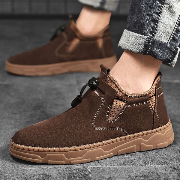 

men's boots plush warm men's snow boots british style shoes designer footwear outdoor men sneakers zapatillas hombre, Black
