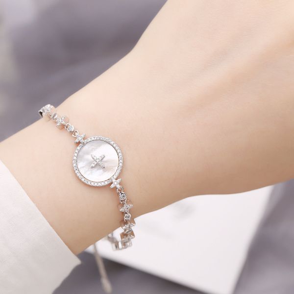 

swour new fashion jewelry cubic zirconia simple star shell design adjustable bracelet for woman s597, Black