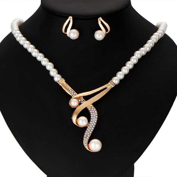 

ювелирные наборы урожай ожерелье имитация pearl для свадебного ожерелья для женщин кристалла нерегулярных серег женских подарков, Silver