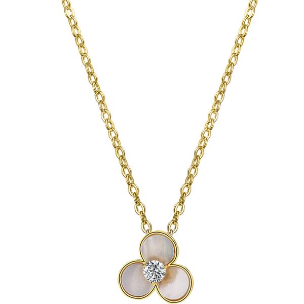 

fashion cubic zirconia necklace clover, Silver