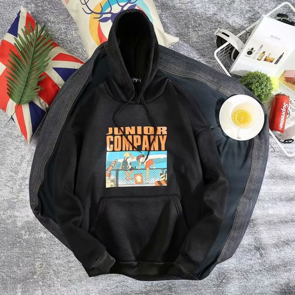 

long-sleeved t-shirt men's 2019 t-shirt sweater new autumn fashion ins sweater hooded loose all-match fashion brand men's clothing, Black