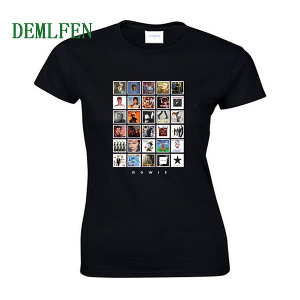 

new david bowie albums print t-shirt women novelty fashion t shirt summer girl short sleeve cotton shirt hip hop tees streetwear