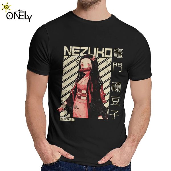 

100% хлопок demon slayer nezuko kimetsu нет yaiba аниме футболка человек моды удивительная o-образным вырезом homme tee shirt