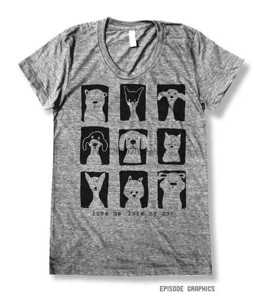 

love me love my dog graphic womens round neck t-shirts men t shirt