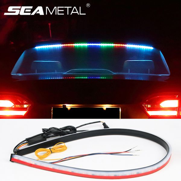 

90cm car additional brake lights red rgb third brake lamp flexible led high mount driving slight turn signal warning lights