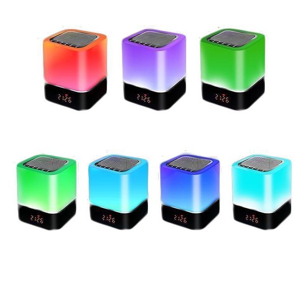 

brand new wireless bluetooth speaker with touch-control bedside lamp table alarm clock bluetooth with changing led night light