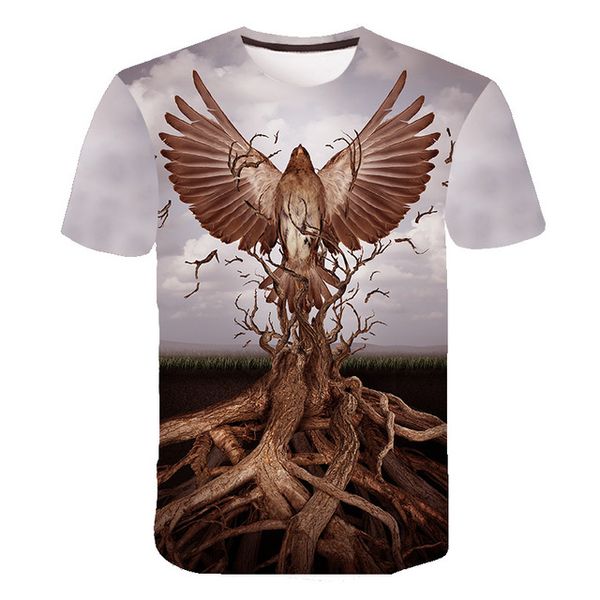 

american animal eagle o collar 3d print shirts hippie plus size oversized men clothing