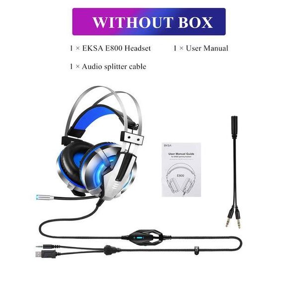 

phone earphones & headphones eksa e800 gamer headset soft earpads over ear gaming headset blue yellow headphones with rotate mic led light