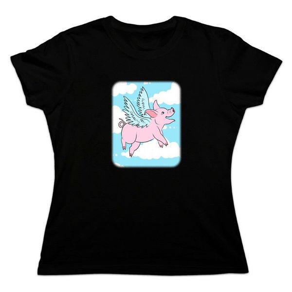 

flying pig в облаках женщин новизна футболка harajuku хип-хоп tee shirt