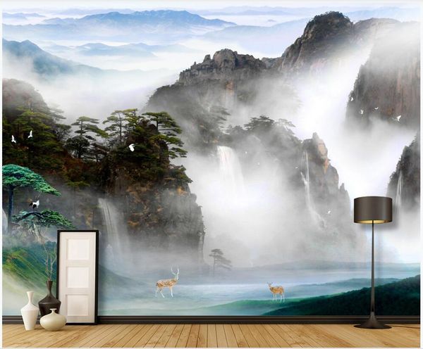 

wall paper 3 d custom p mural chinese wonderland cloud mountain landscape home decor p wallpaper in the living room