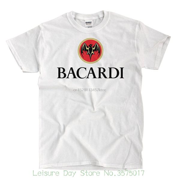 

men brand clothihng fashion mens t shirt 100%cotton bacardi logo white t-shirt