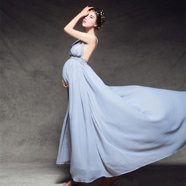 

maternity dresses pregnant party dress blue cute pography props chiffon wedding, White