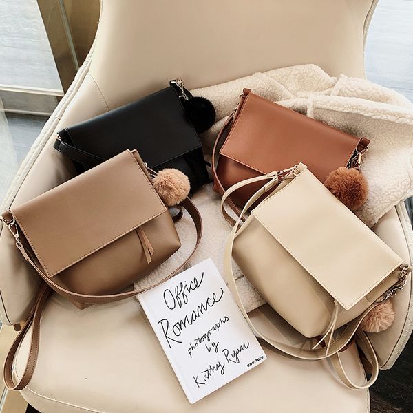 

vintage solid color chic casual fashion female korean ulzzang shoulder bag new large capacity pu ins women crossbody bag