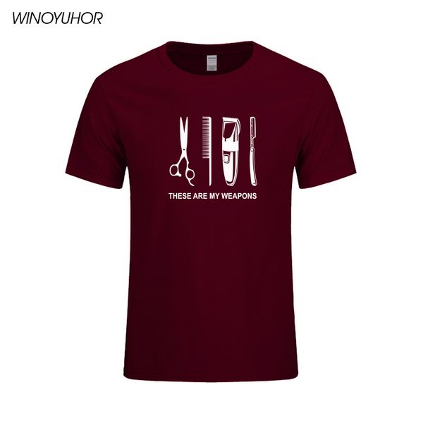 

barber t shirt men summer casual short sleeve o-neck cotton hairdresser weapon t-shirt boy's scissors clothing