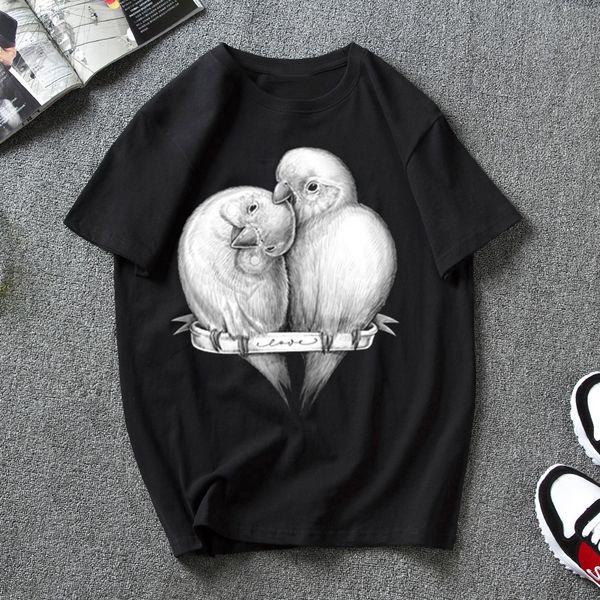 

cute parrots print t shirt for women casual harajuku 2020 summer t-shirt kawaii fashion tees female