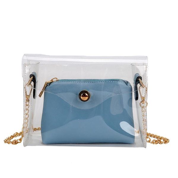 

woman bag shoulder 2020 new fashion transparent 2pc chain square messenger schoudertas dames sac a main femme de marque soldes
