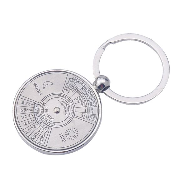 

mini special perpetual calendar keychain ring 50 years unique metal keyring und sale, Silver